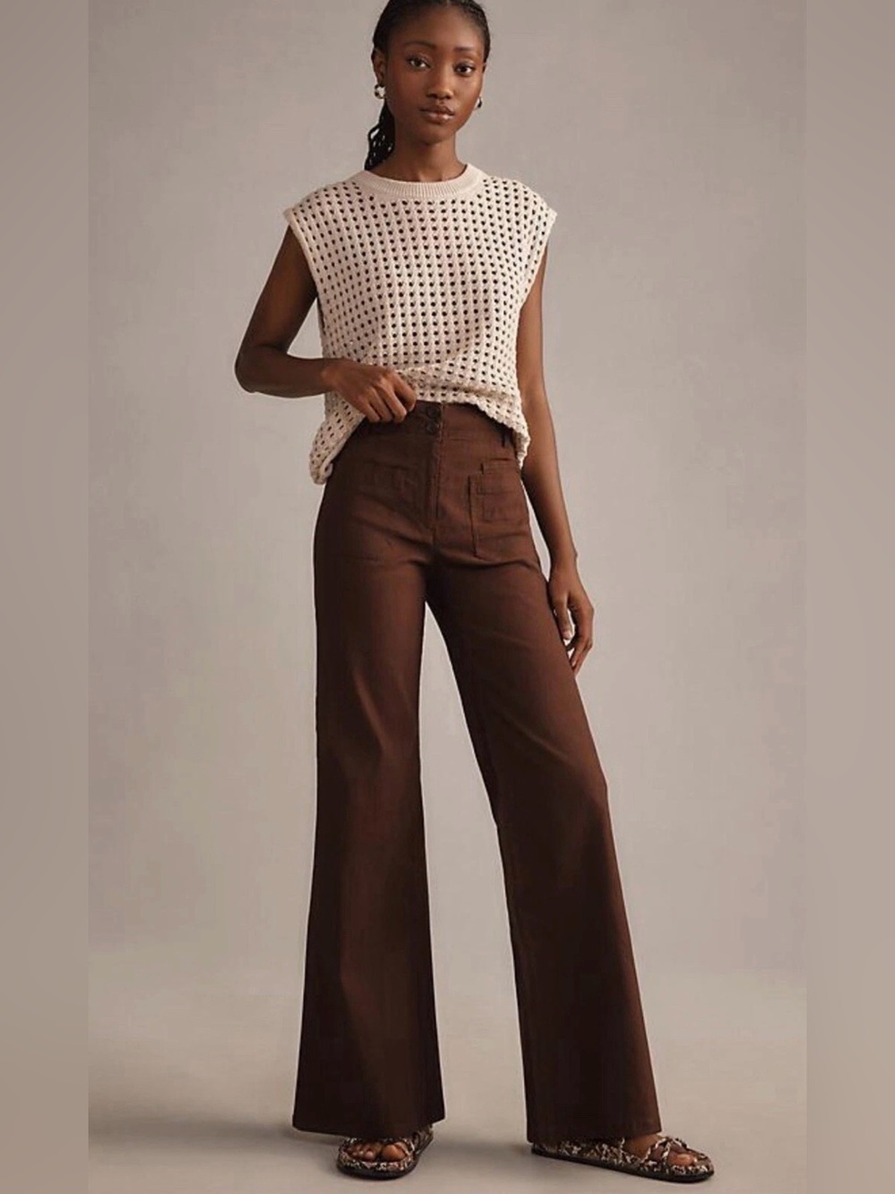 Maeve The Junie Jean High-Waist Wide-Leg Pants in Brown